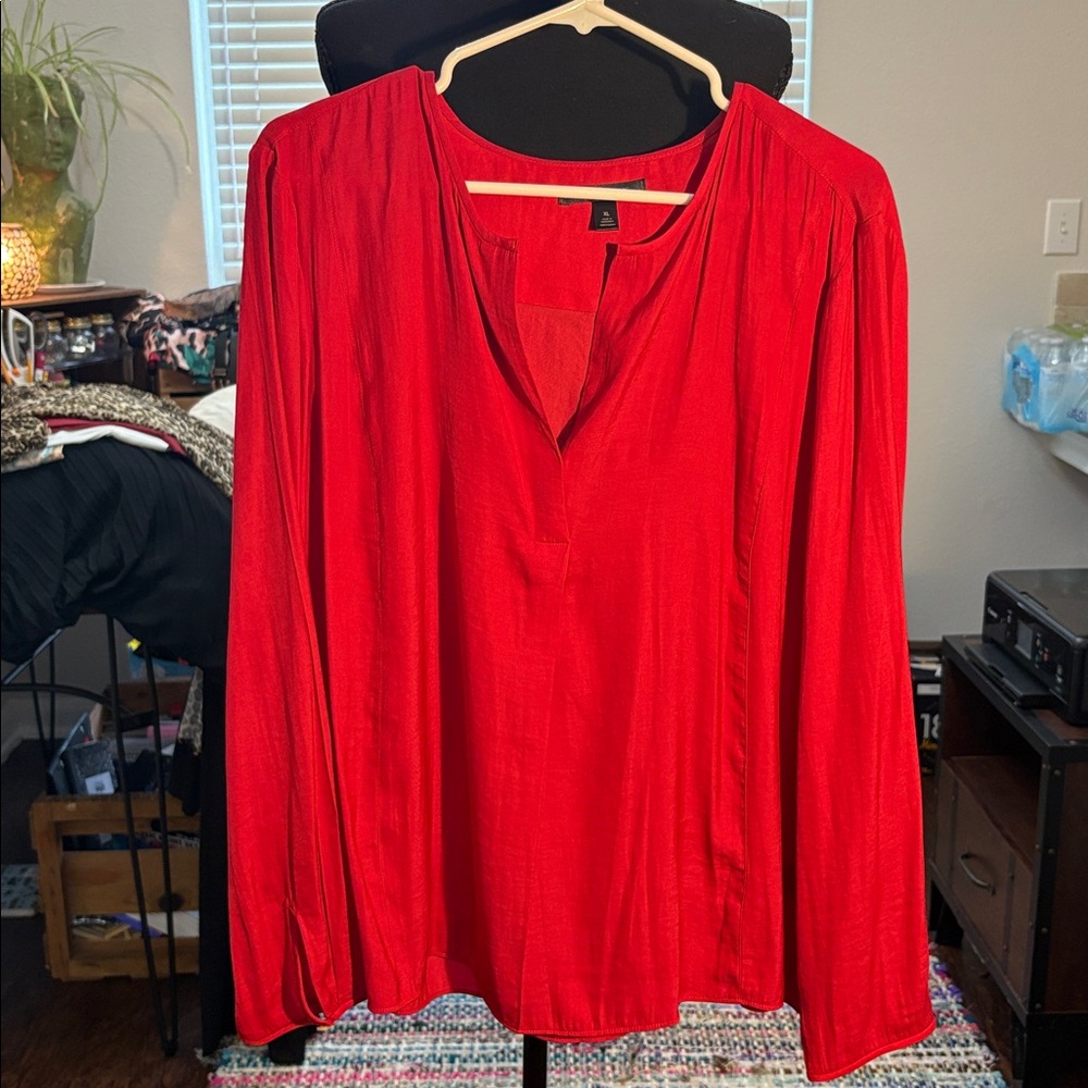 Banana Republic Red Silky Blouse